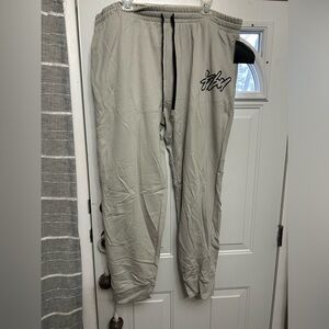 NWT 2x FUBU Light Gray Joggers with Black Logo
